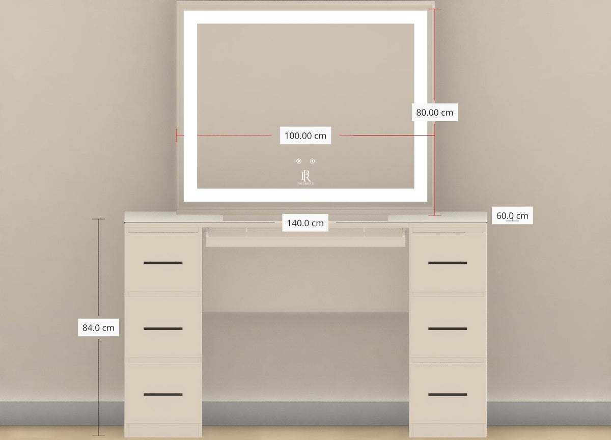 Individueller Schminktisch | {Breite} Pearl White