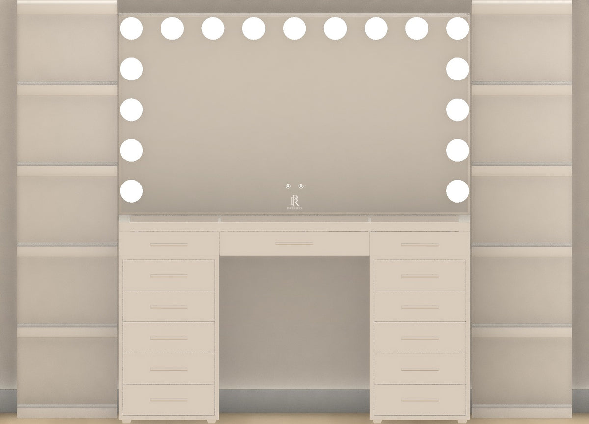 Individueller Schminktisch | {Breite} Pearl White