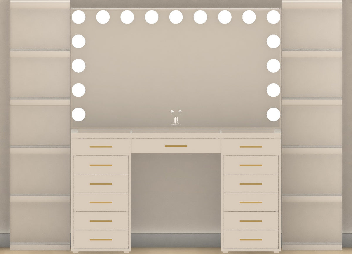 Individueller Schminktisch | {Breite} Pearl White