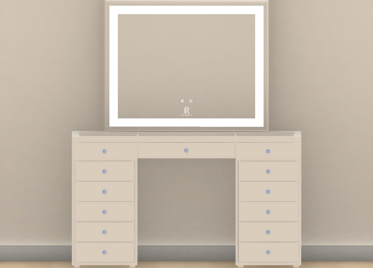 Individueller Schminktisch | {Breite} Pearl White
