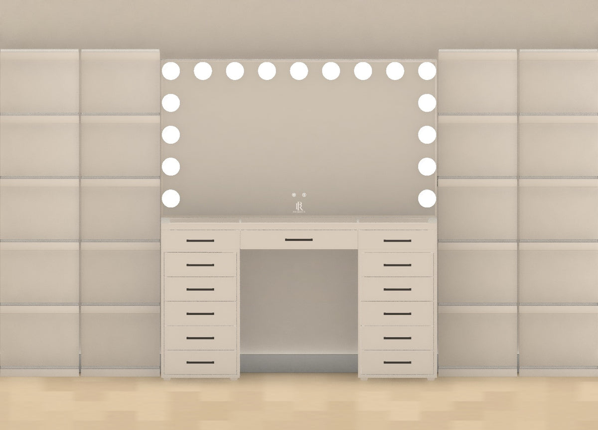 Individueller Schminktisch | {Breite} Pearl White