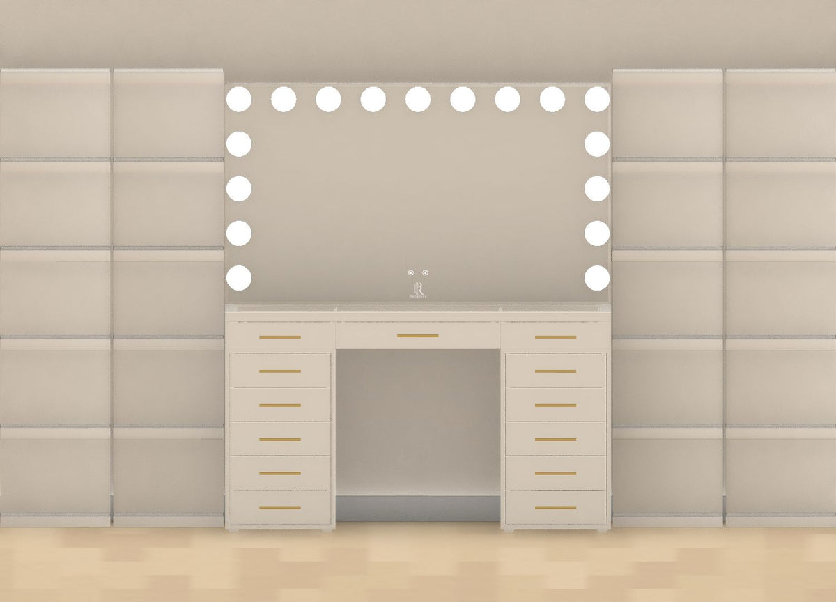 Individueller Schminktisch | {Breite} Pearl White