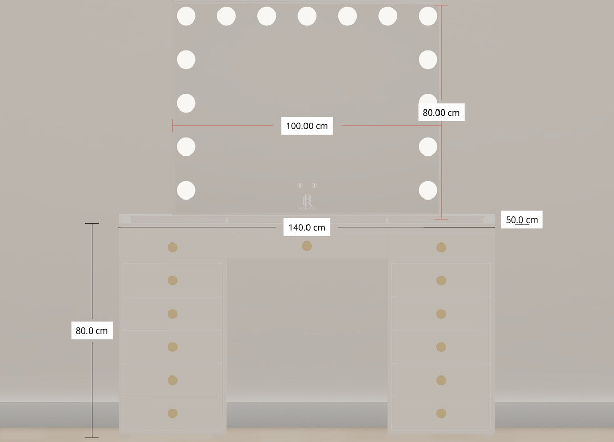 Individueller Schminktisch | 140cm Pearl White