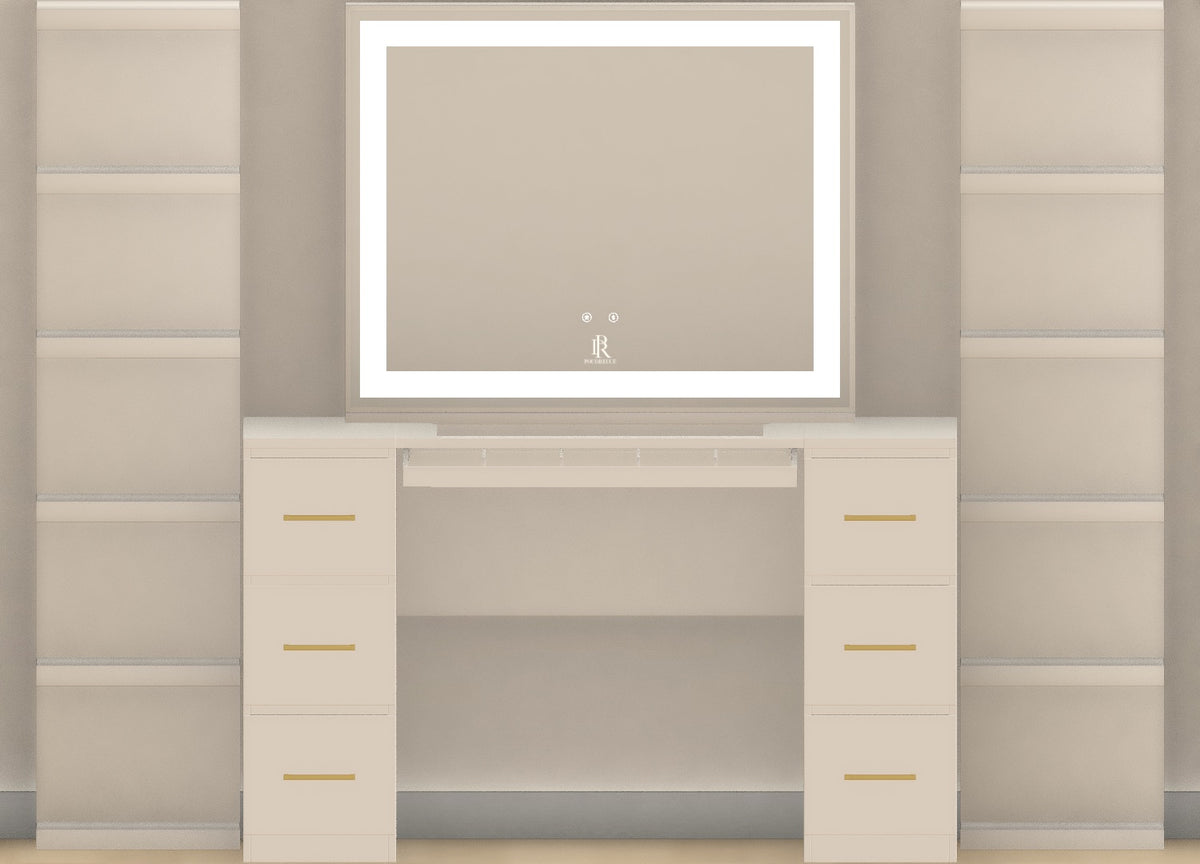Individueller Schminktisch | {Breite} Pearl White