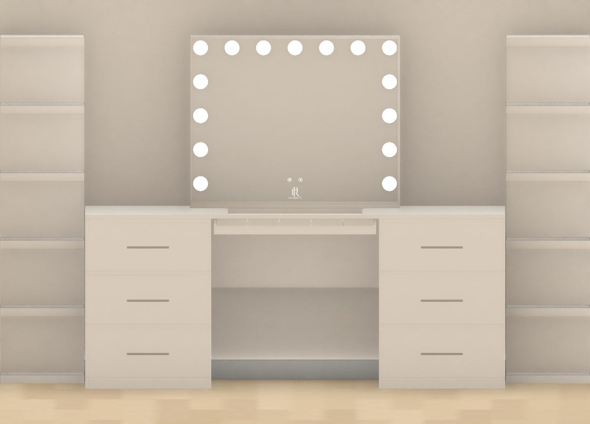 Individueller Schminktisch | {Breite} Pearl White