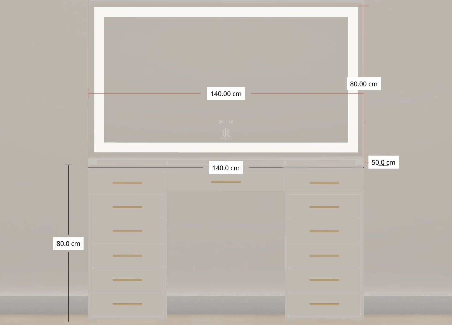 Individueller Schminktisch | 140cm Pearl White